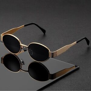 Gold and Black Oval Sunglasses